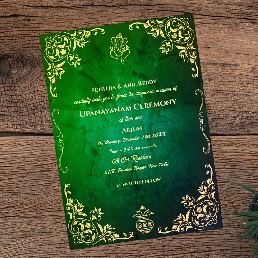 ウパナヤナムまたはヒンドゥー聖糸ジャヌー式 招待状