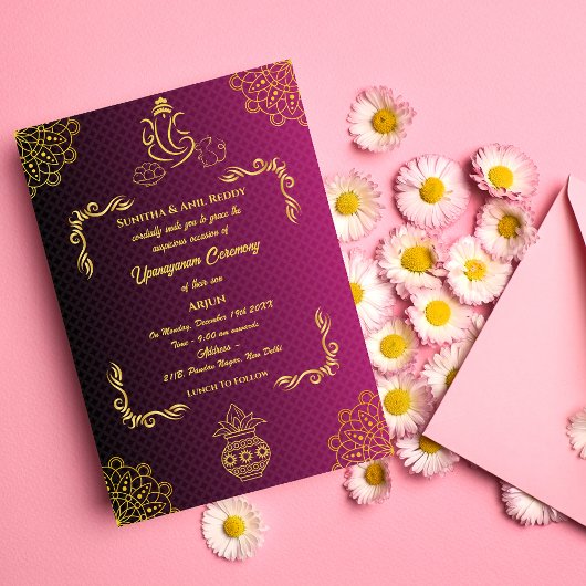 ウパナヤナムまたはヒンドゥー聖糸ジャヌー式 招待状