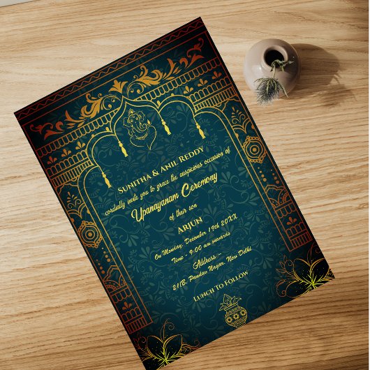 ウパナヤナムまたはヒンドゥー聖糸ジャヌー式 招待状