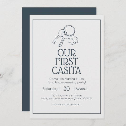 ウファーストカシタ引っ越し祝いパーティー招待状 招待状 (正面/裏面)