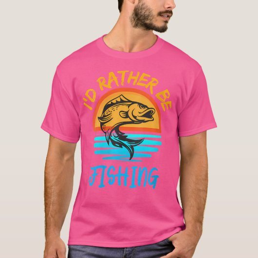 ウフィッシャーマンの方が魚釣りの夕日 Tシャツ (正面)