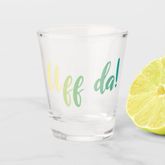 ウフダ！ノルウェー語、ミネソタ ショットグラス (正面)