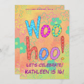 ウフーワードアートスウィート16th誕生日招待状 招待状 (正面/裏面)