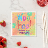 ウフーワード文字アートネームパーソナライズされた誕生日 スタンダードカクテルナプキン (インサイチュ)