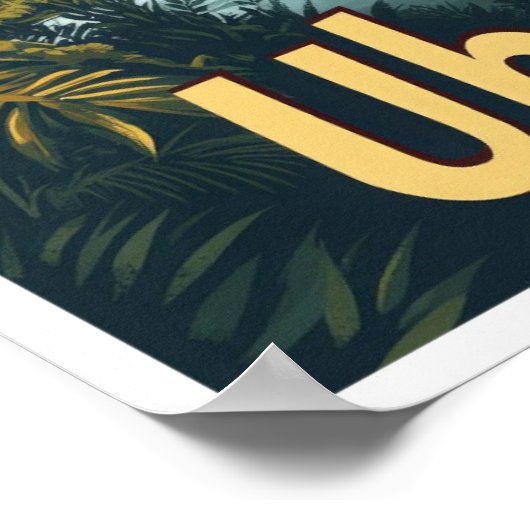 ウブドバリインドネシアヴィンテージトラベルイラストレーション ポスター (角)