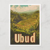 ウブドバリインドネシアヴィンテージトラベルイラストレーション ポストカード (正面)