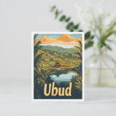 ウブドバリインドネシアヴィンテージトラベルイラストレーション ポストカード (スタンド正面)