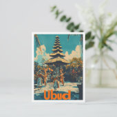 ウブドバリインドネシアヴィンテージトラベルイラストレーション ポストカード (スタンド正面)