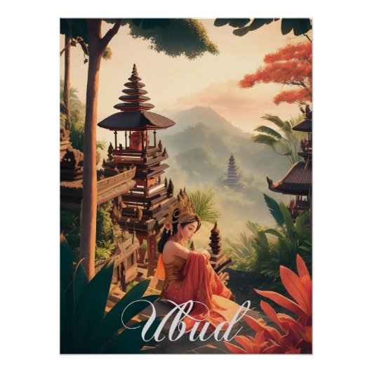 ウブド インドネシア 寺院 旅行 ポスター (正面)
