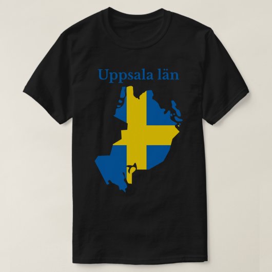 ウプサラ県地図スウェーデン Tシャツ (デザイン正面)