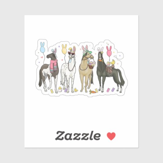 ウマおもしろいイースターデイファーム動物かわいいバニーホール シール (シート)