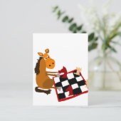 ウマおもしろいス遊・チェス・アートオリジナル ポストカード (スタンド正面)