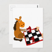 ウマおもしろいス遊・チェス・アートオリジナル ポストカード (正面/裏面)