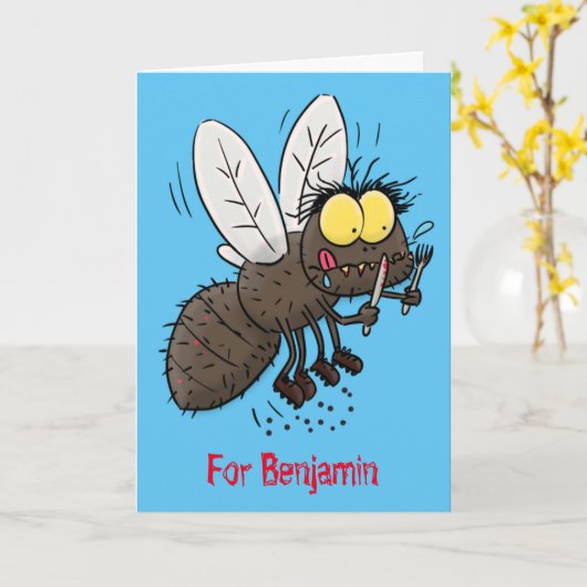 ウマおもしろいバエ カード (黄色い花)