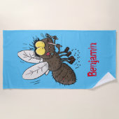 ウマおもしろいバエ ビーチタオル (正面)