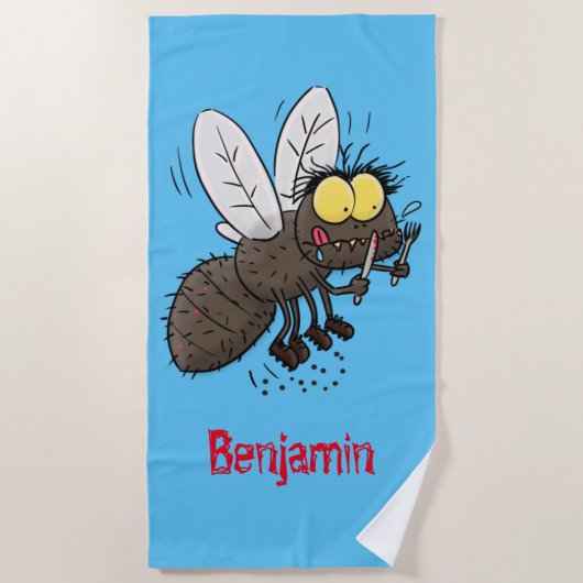 ウマおもしろいバエ ビーチタオル (正面)