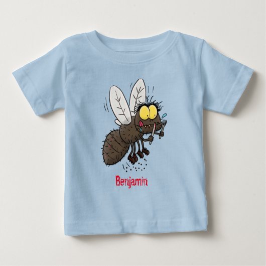 ウマおもしろいバエ ベビーTシャツ (正面)