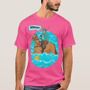 ウマおもしろいーズ・ウォーター・ポ遊ルの水球選手 Tシャツ