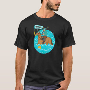 ウマおもしろいーズ・ウォーター・ポ遊ルの水球選手 Tシャツ