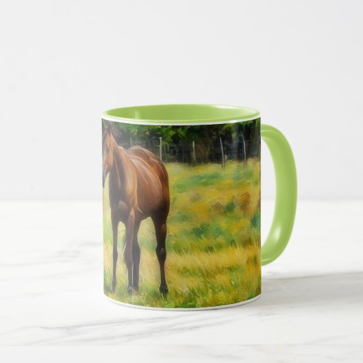 ウマかわいらしウマ・オン・ザ・ファーム・ウマ・アート・マグカップ マグカップ (正面右)