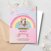 ウマかわいらしピンクレインボーバルーン誕生日パーティー 招待状