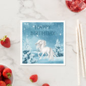 ウマかわいらしーオンスノーウィンターナイトハッピーバースデー スタンダードカクテルナプキン (インサイチュ)