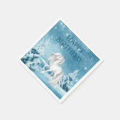 ウマかわいらしーオンスノーウィンターナイトハッピーバースデー スタンダードカクテルナプキン (角)