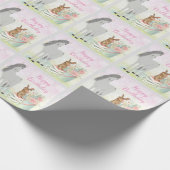 ウマかわいらし・バニー・フラワーズハッピーバースデー ラッピングペーパー (角)
