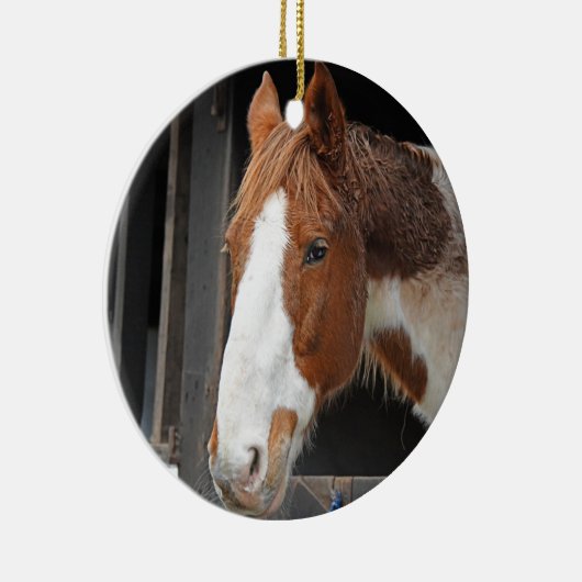 ウマが大好きな女の子だけの農場でジンジャーホース セラミックオーナメント (右)