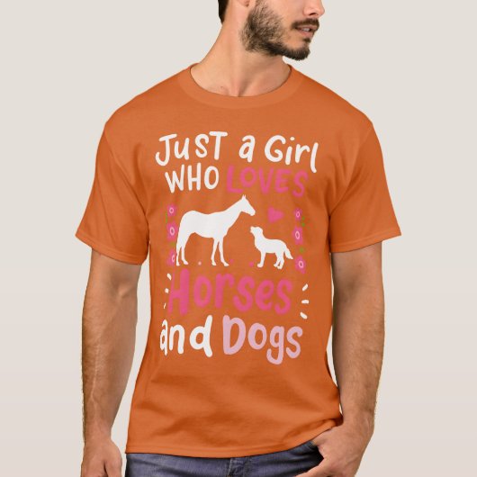 ウマとイヌ 馬 犬 ビンテージ 楽しい Tシャツ (正面)