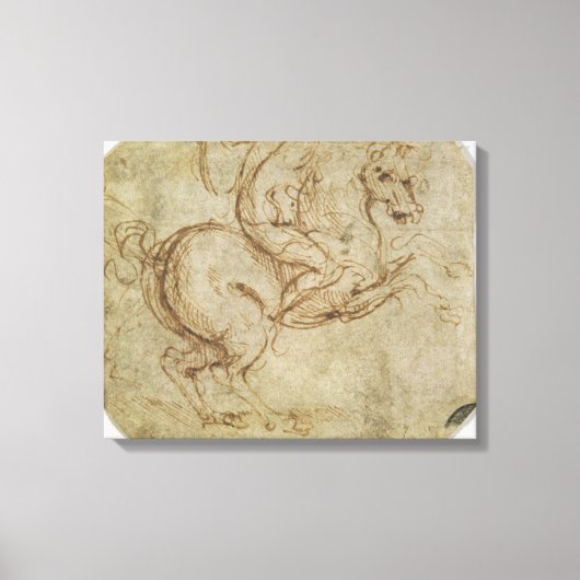 ウマとカヴァリエ(ペンとインク紙) キャンバスプリント (正面)