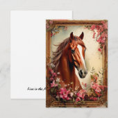 ウマとワイルドフラワーノートカード サンキューカード (正面/裏面)