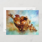 ウマのコンチウォーター色の貝殻 ポストカード (正面/裏面)