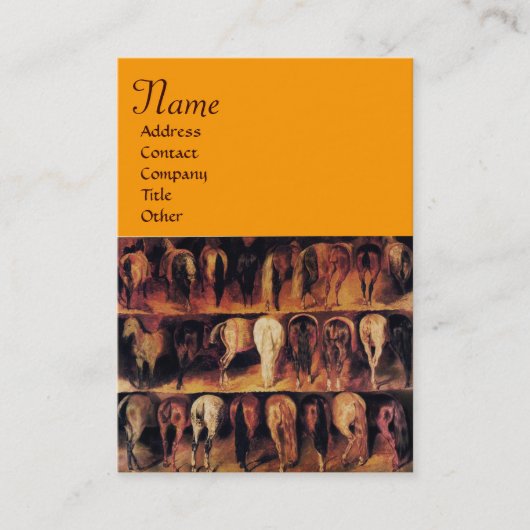 ウマのヒンドクォーター、茶色のオレンジ色 名刺 (正面)