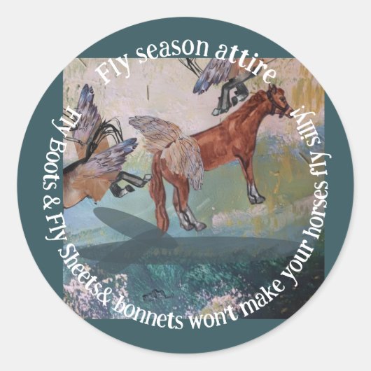 ウマのフライ衣装クラシックラウンドステッカー ラウンドシール (正面)
