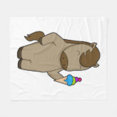 ウマのワッフルアイスクリーム フリースブランケット (正面(横))