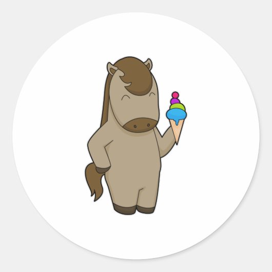 ウマのワッフルアイスクリーム ラウンドシール (正面)