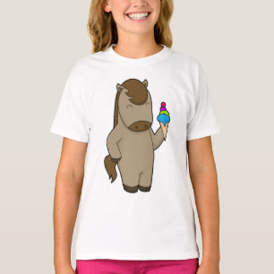 ウマのワッフルアイスクリーム Tシャツ