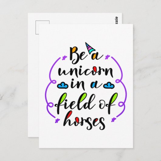 ウマの一角になるタイポグラフィ ポストカード (正面/裏面)