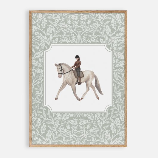 ウマの上に水の色のジョッキー、ヴィンテージ子供部屋 ポスター