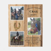 ウマの写真の記念品 フリースブランケット (正面)