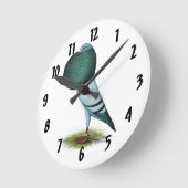 ウマの外の鳩ブルー ラウンド壁時計 (傾斜)