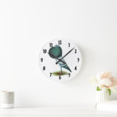 ウマの外の鳩ブルー ラウンド壁時計 (ホーム)