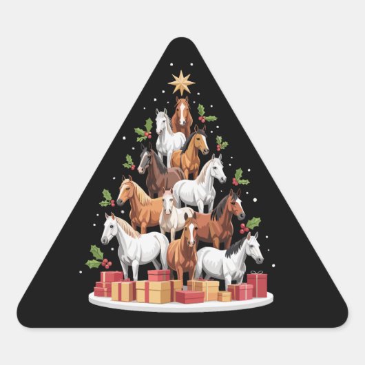 ウマの木 クリスマス 馬 ギフト 三角形シール (正面)