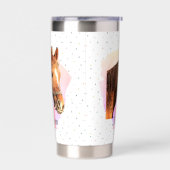 ウマの馬術モノグラムパターンピンク 保温保冷タンブラー (左面)