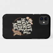 ウマを救え、私に乗れ 面白いカウボーイ ウエスタン Case-Mate iPhoneケース (裏面(横))