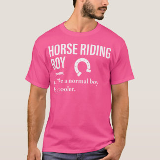 ウマを飛び跳ねる馬乗馬少年の名詞表示 Tシャツ