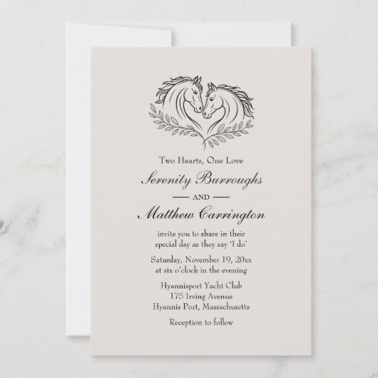 ウマエレガントス素朴カントリー結婚ウェスタン 招待状 (正面)