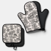 ウマエレガントーズ白黒トイル 鍋つかみ&鍋敷きセット (正面/裏面)