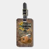 ウマカウボーイブーツワゴンホイールサンフラワーウェスタン ラゲッジタグ (正面縦)